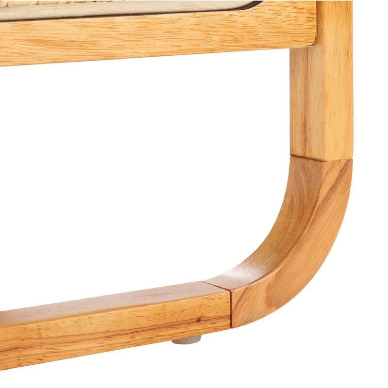 Table de chevet 1 tiroir en rotin noir et naturel, cadre en bois d'hévéa, 1 personne