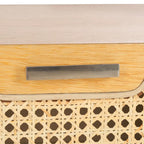 Table de chevet 1 tiroir en rotin noir et naturel, cadre en bois d'hévéa, 1 personne