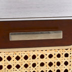 Table de chevet 1 tiroir en rotin noir et naturel, cadre en bois d'hévéa, 1 personne