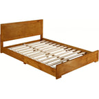 Cadre de lit king-size en bois massif avec panneaux incrustés de chêne, naturel, style plateforme, king-size