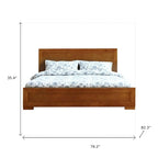 Cadre de lit king-size en bois massif avec panneaux incrustés de chêne, naturel, style plateforme, king-size