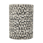 Table/Tabouret en céramique grise, Texture géométrique, Extérieur/Intérieur