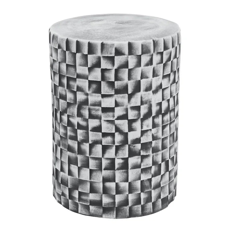 Table/Tabouret en céramique grise, Texture géométrique, Extérieur/Intérieur