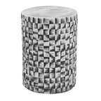 Table/Tabouret en céramique grise, Texture géométrique, Extérieur/Intérieur
