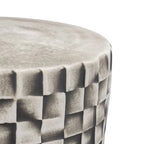 Table/Tabouret en céramique grise, Texture géométrique, Extérieur/Intérieur
