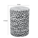 Table/Tabouret en céramique grise, Texture géométrique, Extérieur/Intérieur