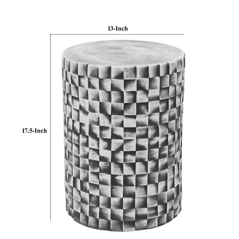Table/Tabouret en céramique grise, Texture géométrique, Extérieur/Intérieur