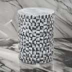 Table/Tabouret en céramique grise, Texture géométrique, Extérieur/Intérieur
