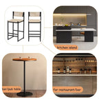 Lot de 2 tabourets de bar, blanc/miel/gris, dossier en corde de papier tressée de style ferme, hauteur comptoir