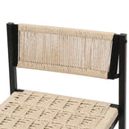 Lot de 2 tabourets de bar, blanc/miel/gris, dossier en corde de papier tressée de style ferme, hauteur comptoir
