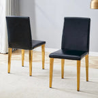 Chaise de salle à manger sans accoudoirs, noir/doré, une place, pieds en métal