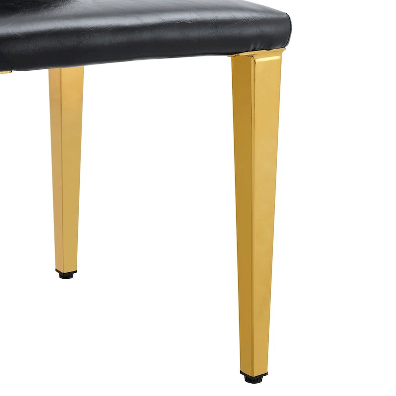 Chaise de salle à manger sans accoudoirs, noir/doré, une place, pieds en métal