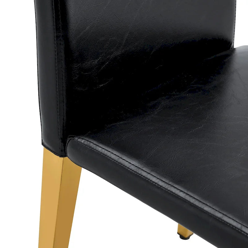 Chaise de salle à manger sans accoudoirs, noir/doré, une place, pieds en métal
