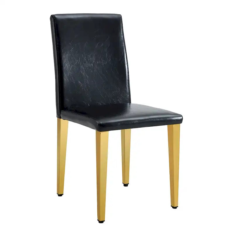 Chaise de salle à manger sans accoudoirs, noir/doré, une place, pieds en métal