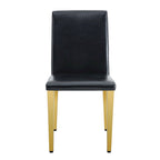 Chaise de salle à manger sans accoudoirs, noir/doré, une place, pieds en métal