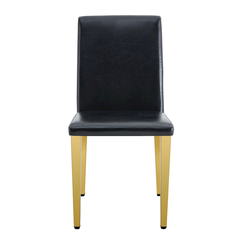 Chaise de salle à manger sans accoudoirs, noir/doré, une place, pieds en métal