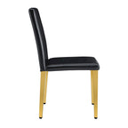 Chaise de salle à manger sans accoudoirs, noir/doré, une place, pieds en métal