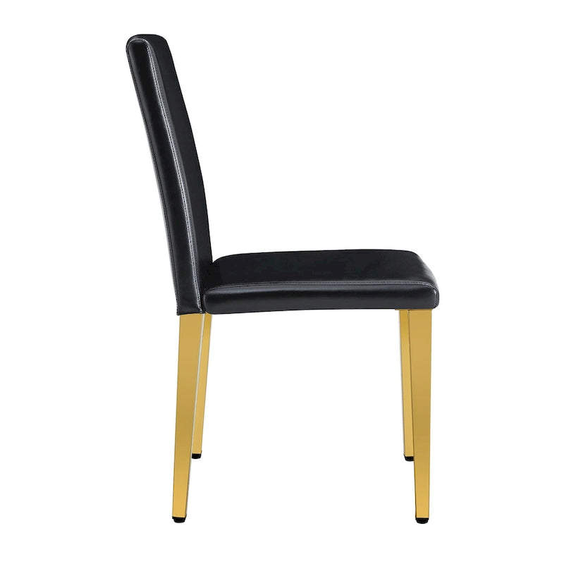 Chaise de salle à manger sans accoudoirs, noir/doré, une place, pieds en métal