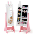 Meuble à bijoux sur pied avec miroir pour enfant, blanc/rose, 1 enfant