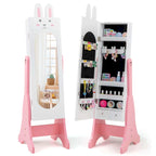 Meuble à bijoux sur pied avec miroir pour enfant, blanc/rose, 1 enfant