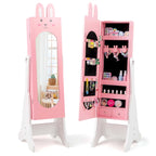 Meuble à bijoux sur pied avec miroir pour enfant, blanc/rose, 1 enfant