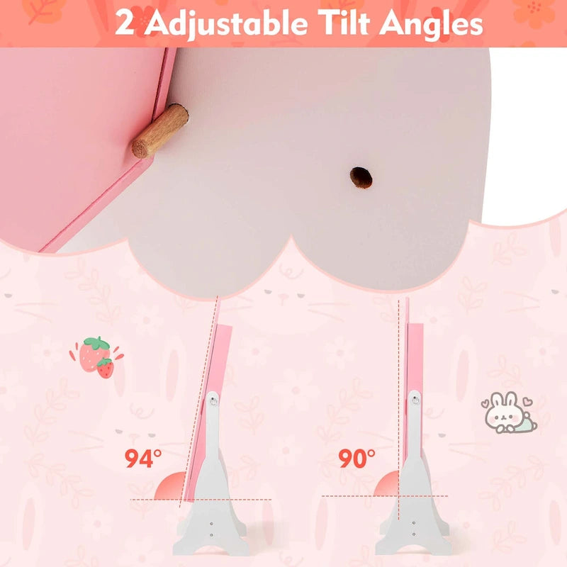 Meuble à bijoux sur pied avec miroir pour enfant, blanc/rose, 1 enfant