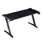 Bureau gaming moderne noir, une place, avec lumières LED et ports USB