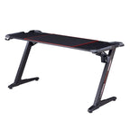 Bureau gaming moderne noir, une place, avec lumières LED et ports USB