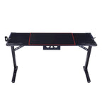 Bureau gaming moderne noir, une place, avec lumières LED et ports USB