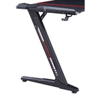 Bureau gaming moderne noir, une place, avec lumières LED et ports USB