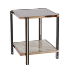 Table d'appoint en métal avec plateau en verre fumé / couleur champagne pour 1 personne