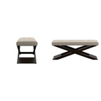 Banc à piètement en X en lin beige, espresso, 1 place