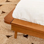 Lit plateforme à broches en bois massif Noyer / Caramel / Blanc / Noir / Chêne clair, Jumeau / Queen / King, pour 1 à 2 personnes