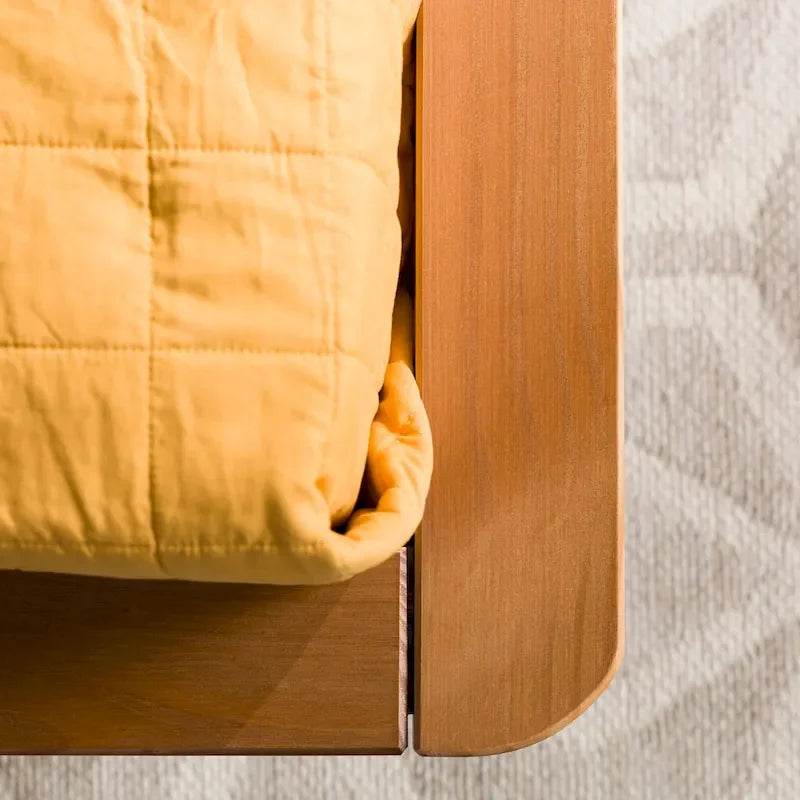Lit plateforme à broches en bois massif Noyer / Caramel / Blanc / Noir / Chêne clair, Jumeau / Queen / King, pour 1 à 2 personnes
