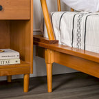 Lit plateforme à broches en bois massif Noyer / Caramel / Blanc / Noir / Chêne clair, Jumeau / Queen / King, pour 1 à 2 personnes
