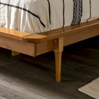 Lit plateforme à broches en bois massif Noyer / Caramel / Blanc / Noir / Chêne clair, Jumeau / Queen / King, pour 1 à 2 personnes