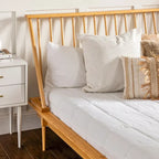 Lit plateforme à broches en bois massif Noyer / Caramel / Blanc / Noir / Chêne clair, Jumeau / Queen / King, pour 1 à 2 personnes