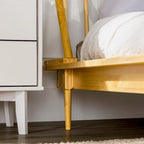 Lit plateforme à broches en bois massif Noyer / Caramel / Blanc / Noir / Chêne clair, Jumeau / Queen / King, pour 1 à 2 personnes