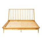 Lit plateforme à broches en bois massif Noyer / Caramel / Blanc / Noir / Chêne clair, Jumeau / Queen / King, pour 1 à 2 personnes