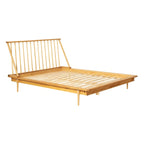 Lit plateforme à broches en bois massif Noyer / Caramel / Blanc / Noir / Chêne clair, Jumeau / Queen / King, pour 1 à 2 personnes