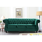 Canapé Chesterfield en velours – Gris/Ivoire/Noir/Bleu/Vert/Rose, 3 places