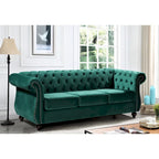 Canapé Chesterfield en velours – Gris/Ivoire/Noir/Bleu/Vert/Rose, 3 places
