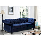 Canapé Chesterfield en velours – Gris/Ivoire/Noir/Bleu/Vert/Rose, 3 places
