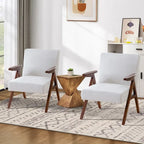 Fauteuil d'appoint rembourré bleu/blanc/gris de style Mid-Century, lot de 2