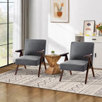 Fauteuil d'appoint rembourré bleu/blanc/gris de style Mid-Century, lot de 2