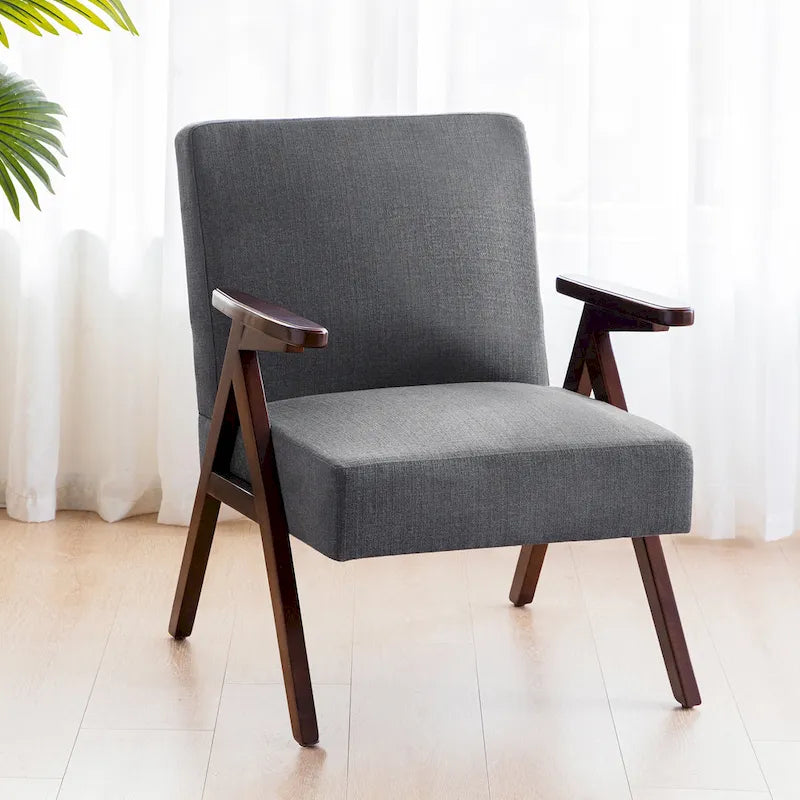 Fauteuil d'appoint rembourré bleu/blanc/gris de style Mid-Century, lot de 2