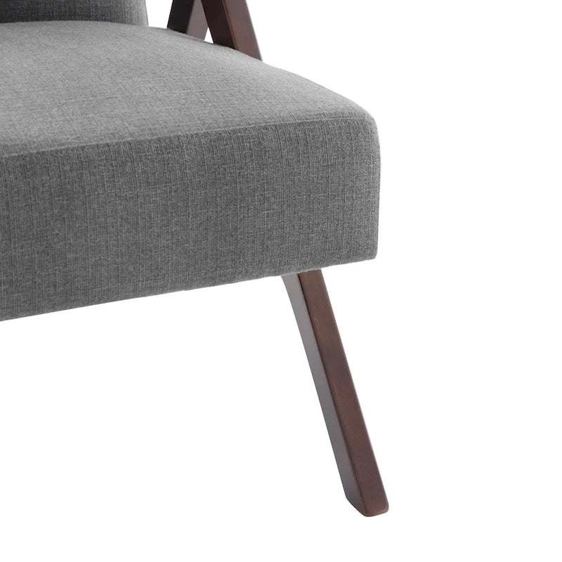 Fauteuil d'appoint rembourré bleu/blanc/gris de style Mid-Century, lot de 2