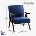 Fauteuil d'appoint rembourré bleu/blanc/gris de style Mid-Century, lot de 2