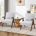 Fauteuil d'appoint rembourré bleu/blanc/gris de style Mid-Century, lot de 2