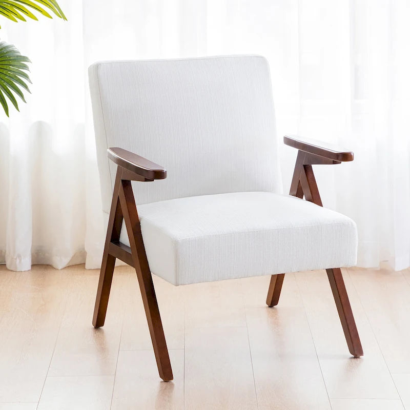Fauteuil d'appoint rembourré bleu/blanc/gris de style Mid-Century, lot de 2